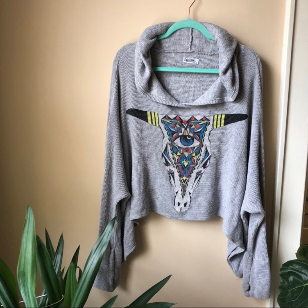 Lauren Moshi Thermal Hoodie Crop Asymmetrical Top